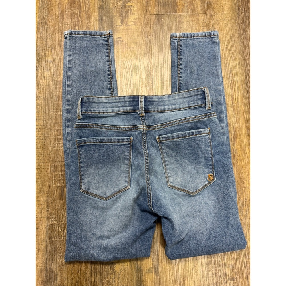 Indigo Rein Skinny Jeans Sz 7 Blue Distressed Ripped High Rise Medium Wash Denim - Picture 9 of 10